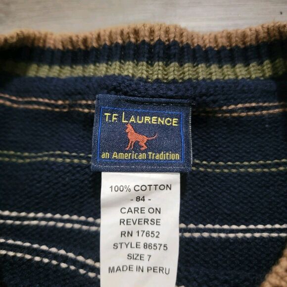 Tf Laurence Boys Crewneck Sweater Size 7 Dinosaur Novelty Print Knit - Picture 3 of 5